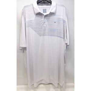 Callaway Opti Dry Golf Polo Shirt‎ Mens White with Stripes Short Sleeve Size XXL